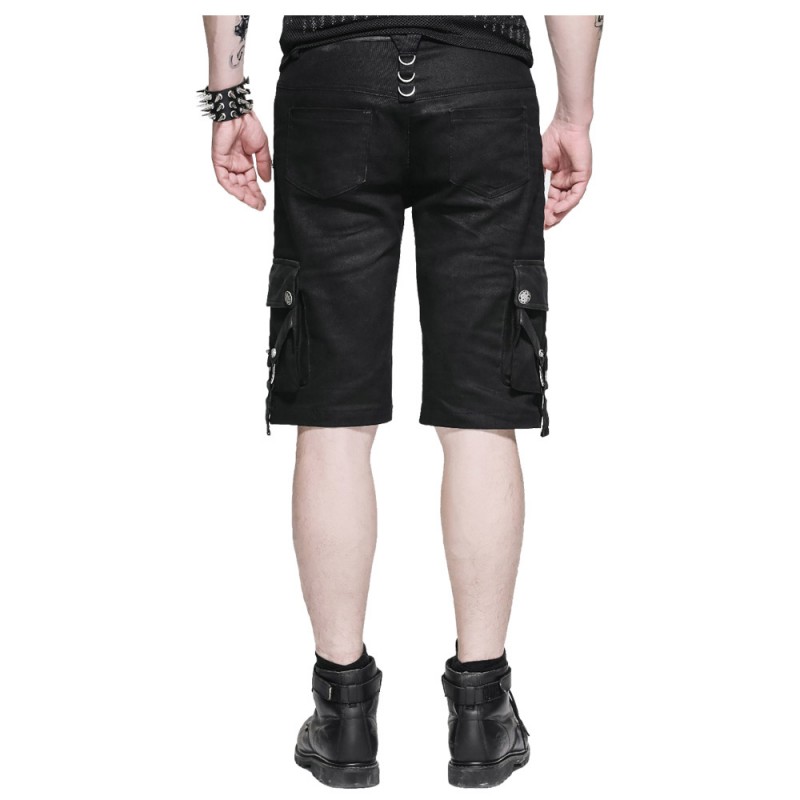 Men Steampunk Casual Short Belt Rock Zipper Summer Gothic Short Pant 